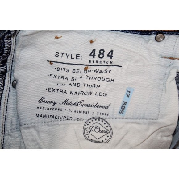 J. Crew Denim Jeans 484 Mens 36x32 Slim Medium Wash Tapered Leg Mid Rise - Picture 6 of 7